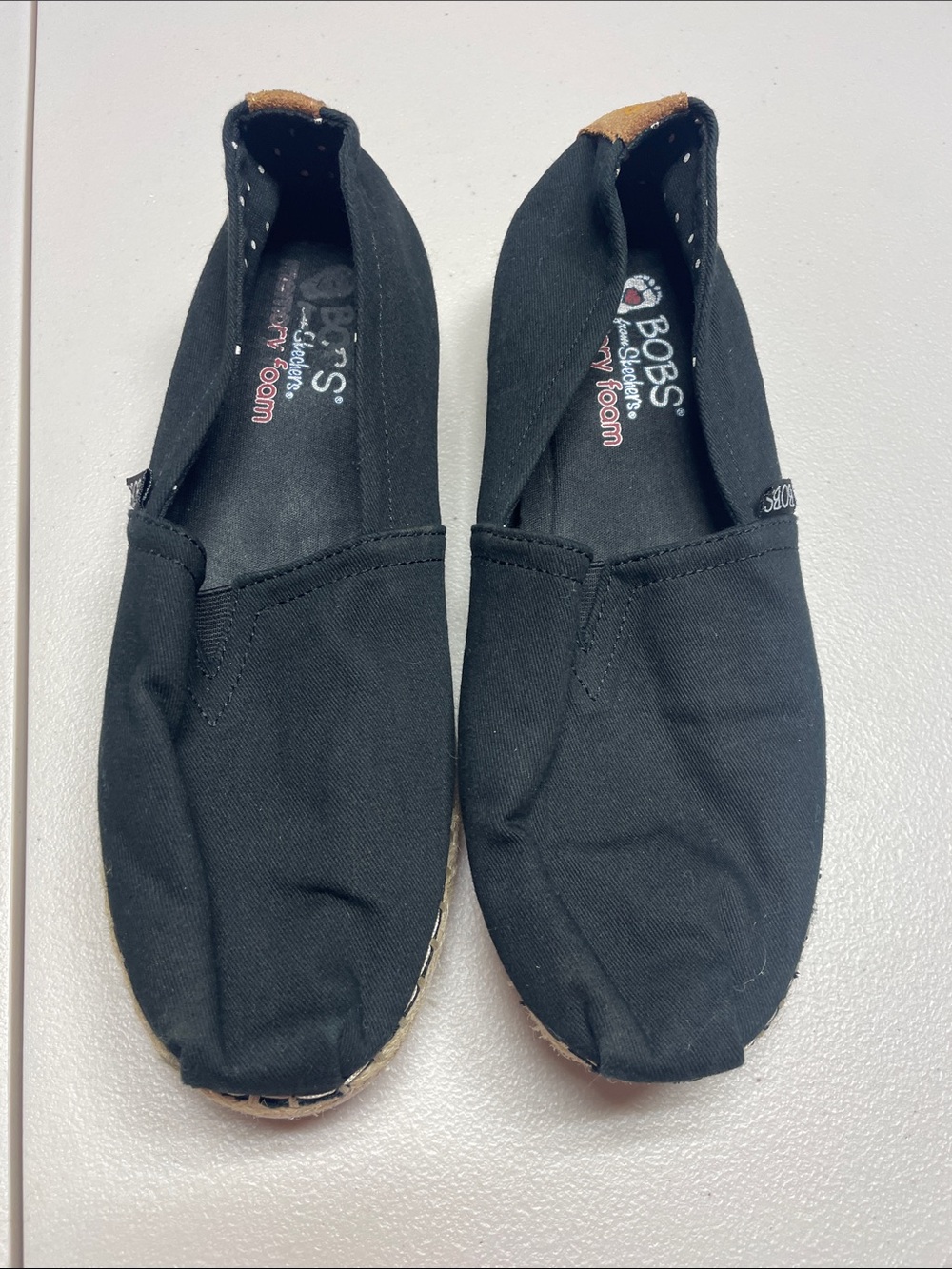 Skechers BOBS Black Canvas Slip-On Flats